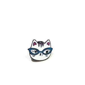 Kitty with Glasses Pin
